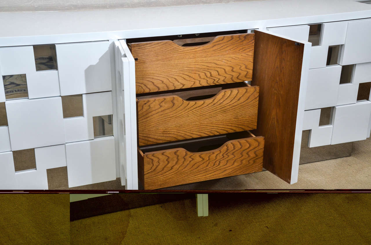 Mid-Century Modern Spectacular 6-Drawer 2-Door Mid-Century White Lacquer Commode