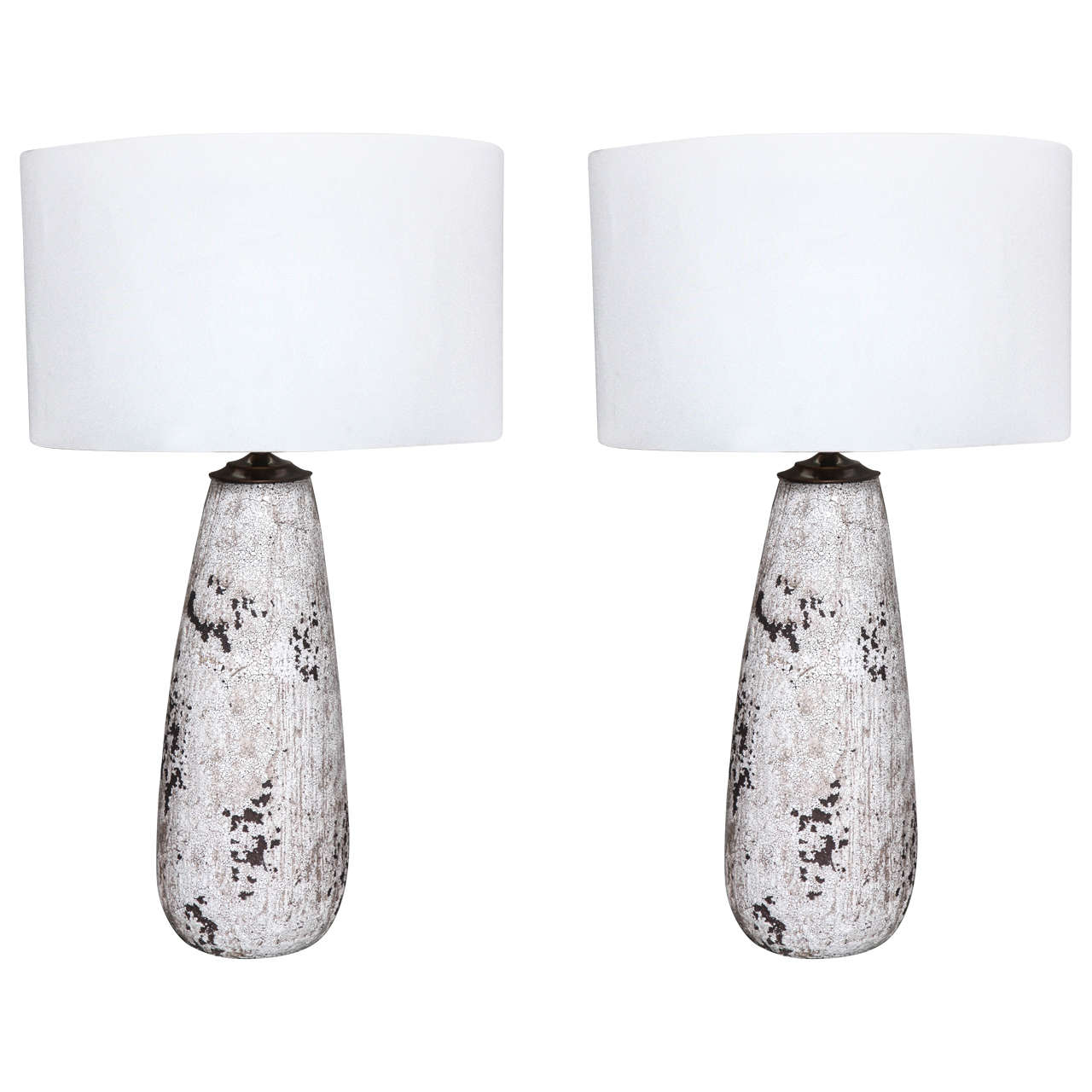 Pair of Textured Ceramic Table Lamps