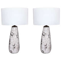 Pair of Textured Ceramic Table Lamps