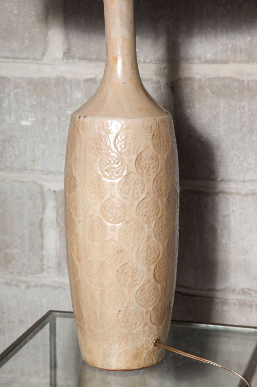 Pair of Embossed Ceramic Table Lamps 2