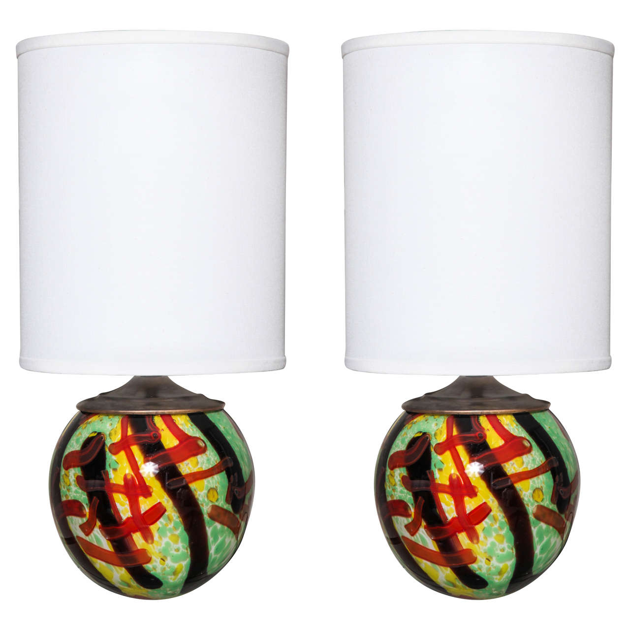 Pair of Abstract Murano Table Lamps