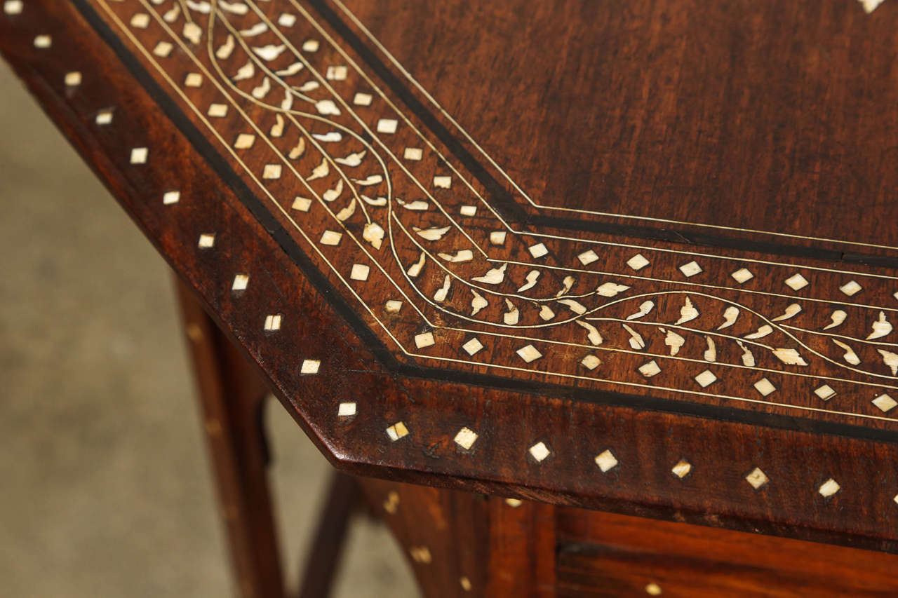 19th Century Anglo-Indian Folding Inlaid Octagonal Side Table