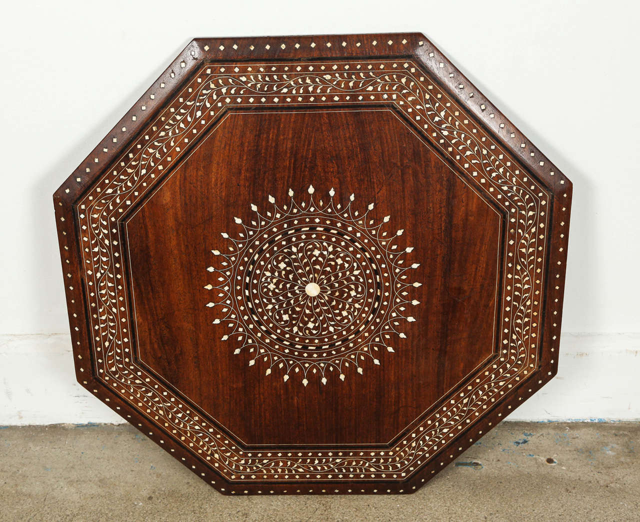 Anglo-Indian Folding Inlaid Octagonal Side Table 1