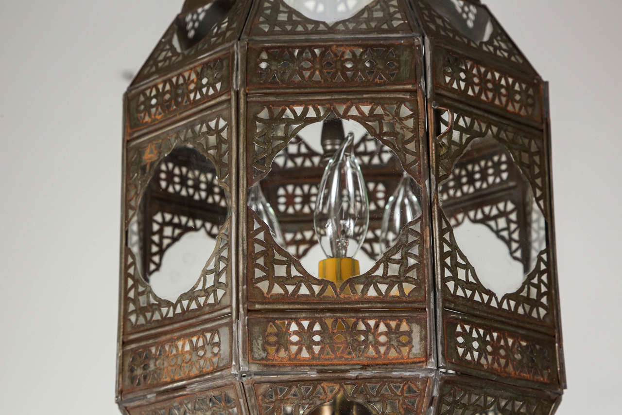 Hand-Crafted Moorish Glass Hanging Lantern