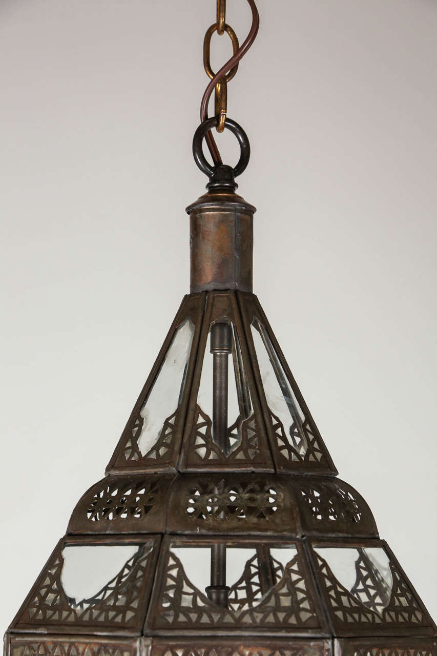 Moorish Glass Hanging Lantern In Good Condition In North Hollywood, CA
