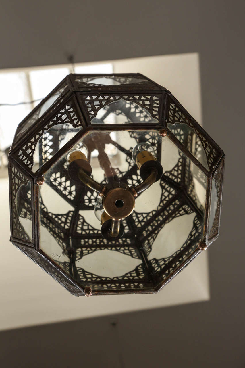 20th Century Moorish Glass Hanging Lantern
