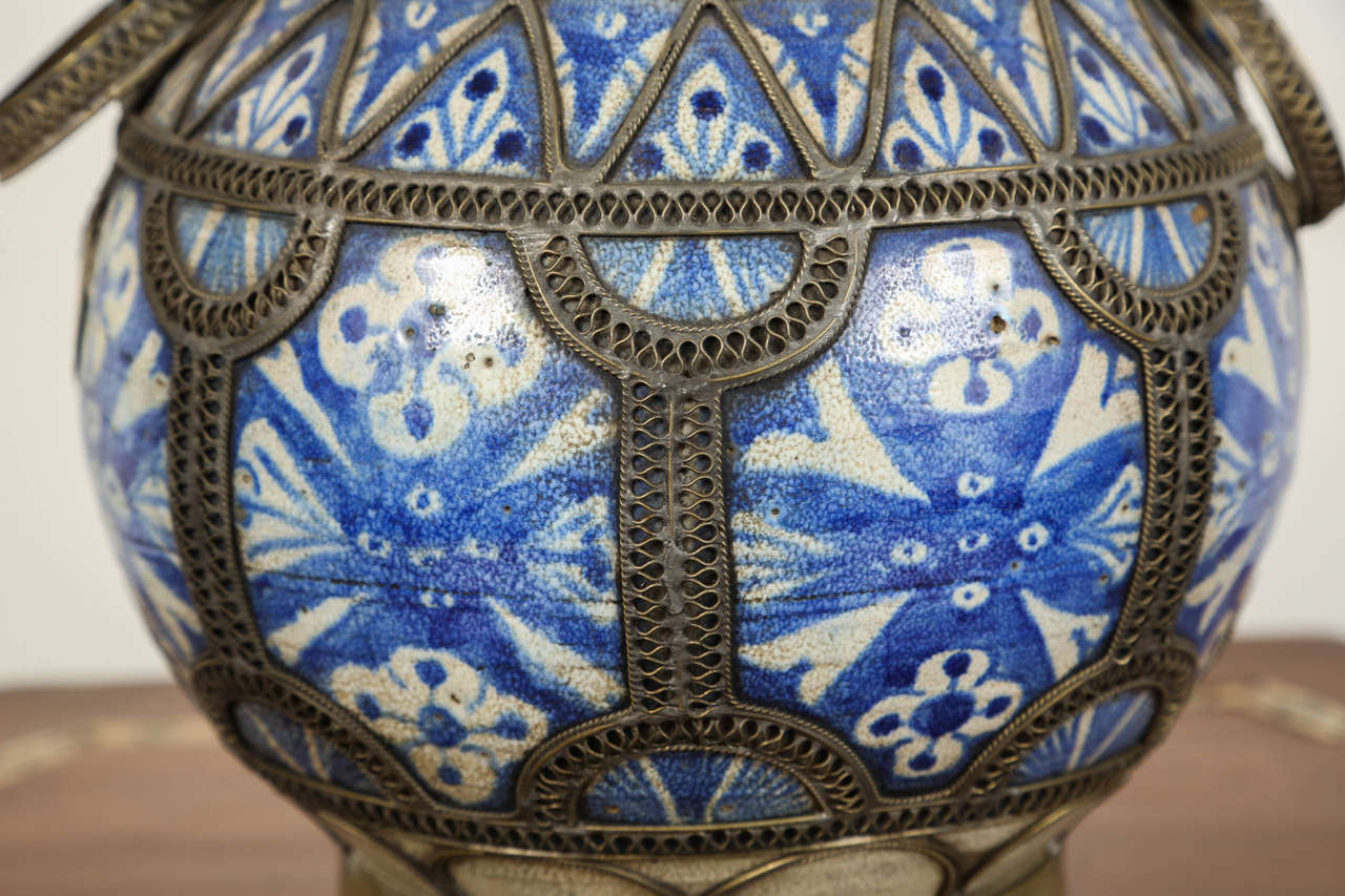 Hand-Crafted Antique Moroccan Ceramic Moorish Vase
