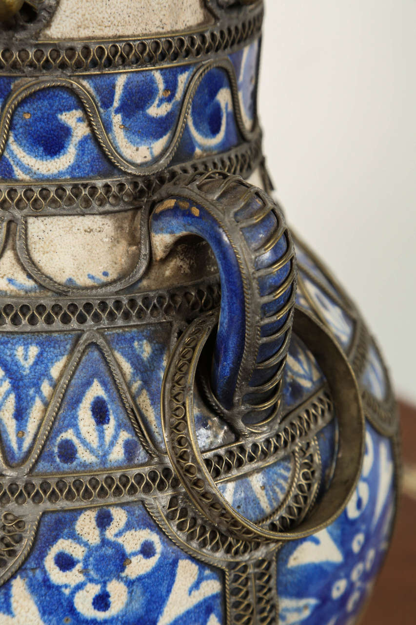 Late 19th Century Antique Moroccan Ceramic Moorish Vase