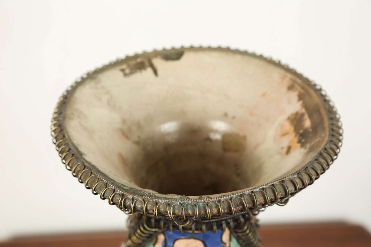 Moorish Antique Moroccan Ceramic Vase from Fez