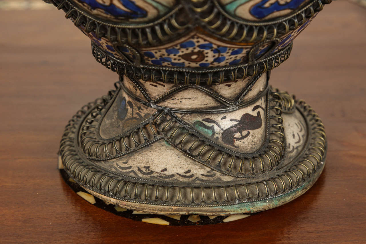 Late 19th Century Antique Moroccan Ceramic Vase from Fez