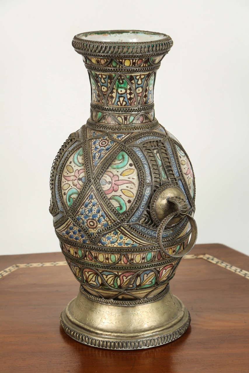 Antique Moroccan Ceramic Vase from Fez For Sale at 1stdibs
