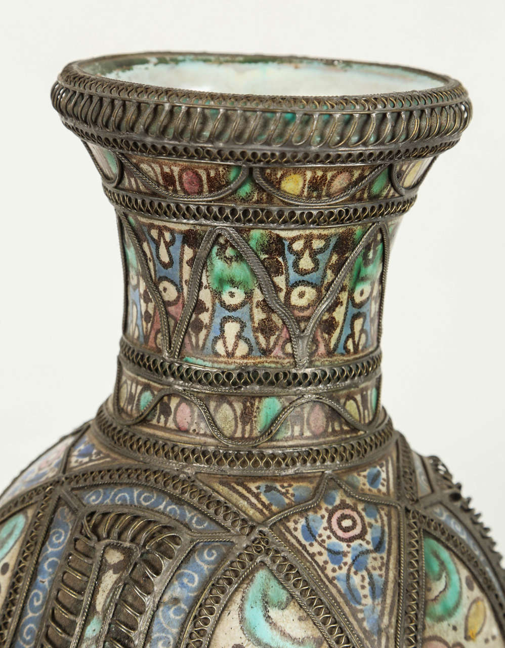 Antique Moroccan Ceramic Vase from Fez For Sale at 1stdibs