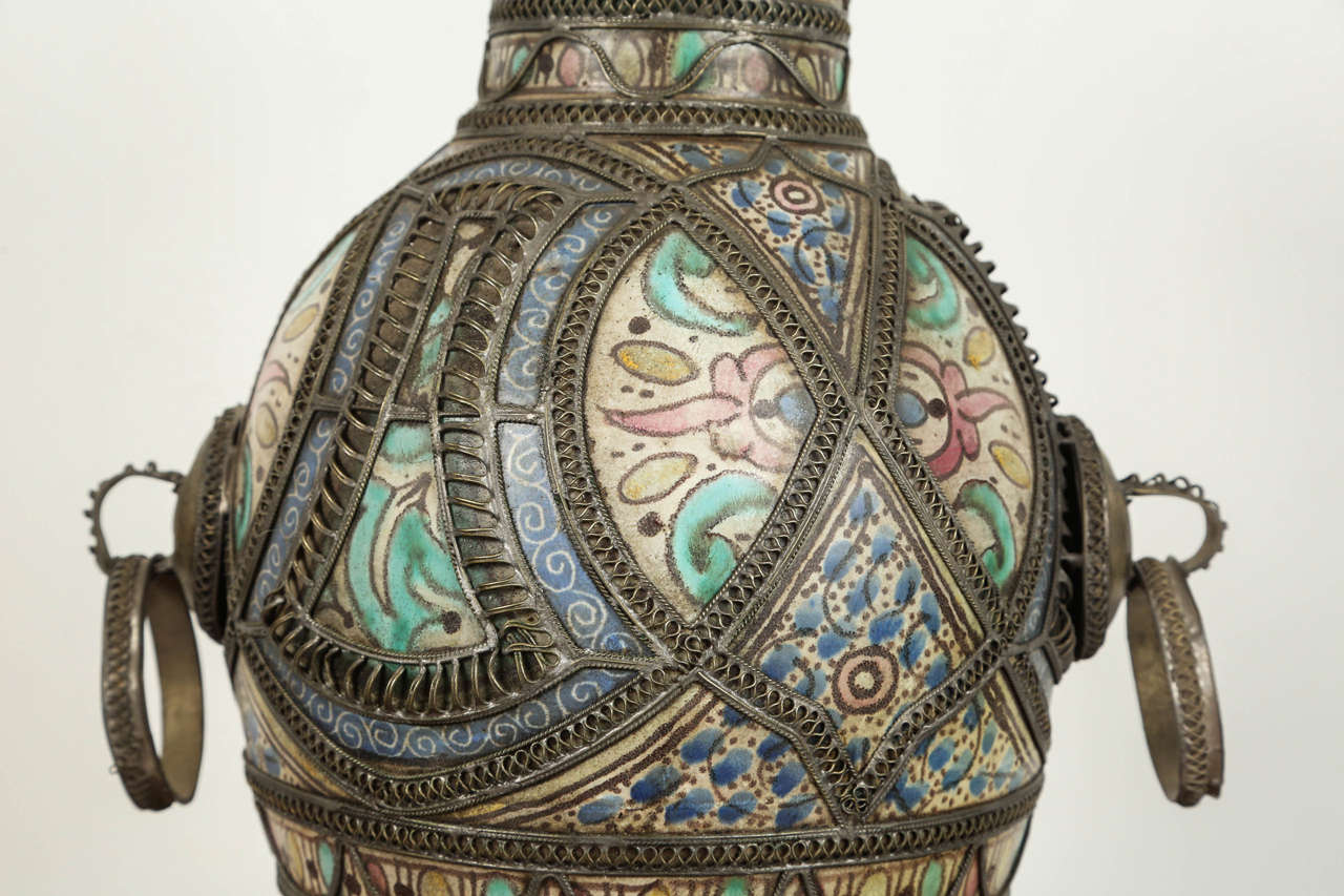 Antique Moroccan Ceramic Vase from Fez For Sale at 1stdibs