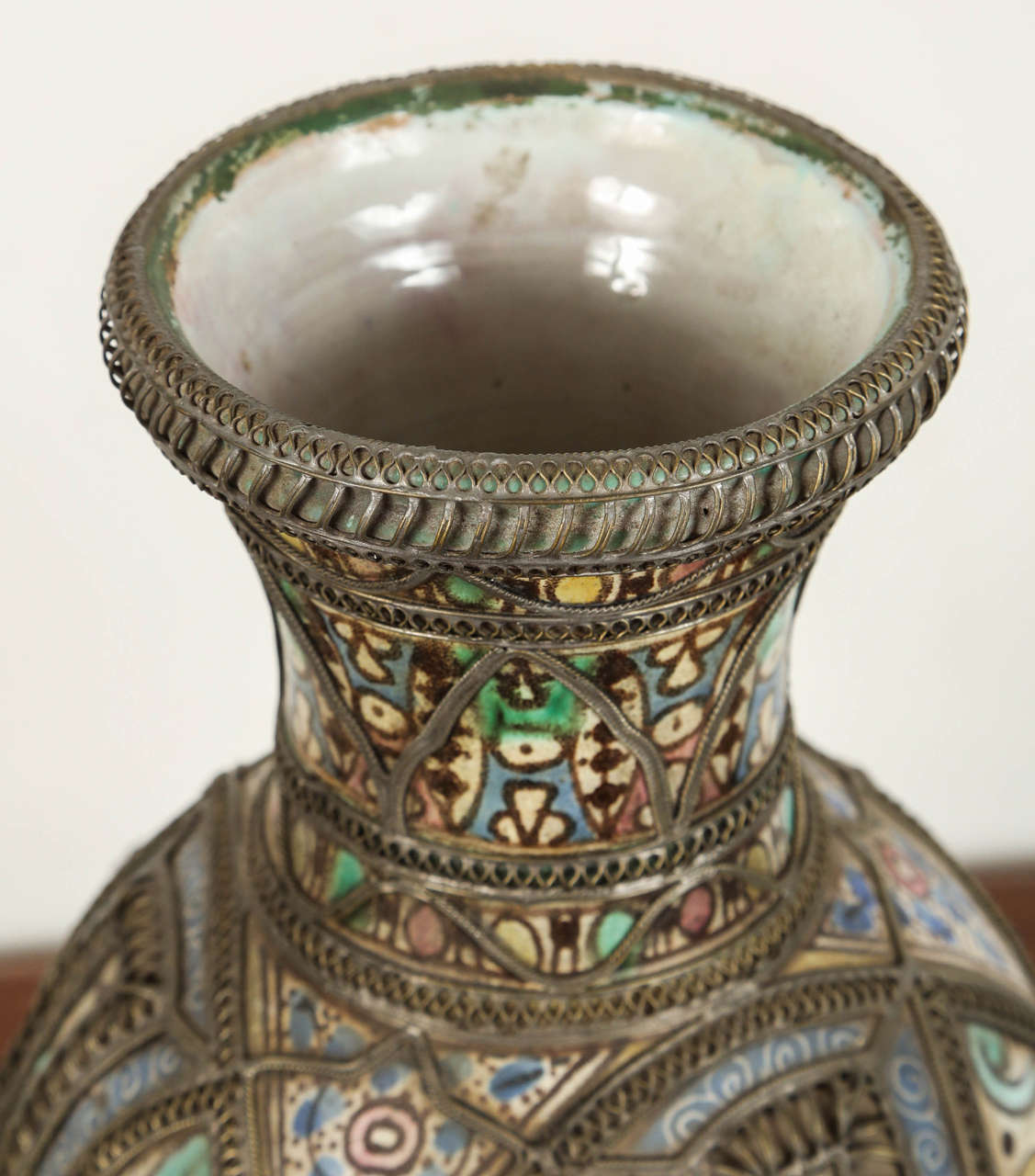 Antique Moroccan Ceramic Vase from Fez For Sale at 1stdibs