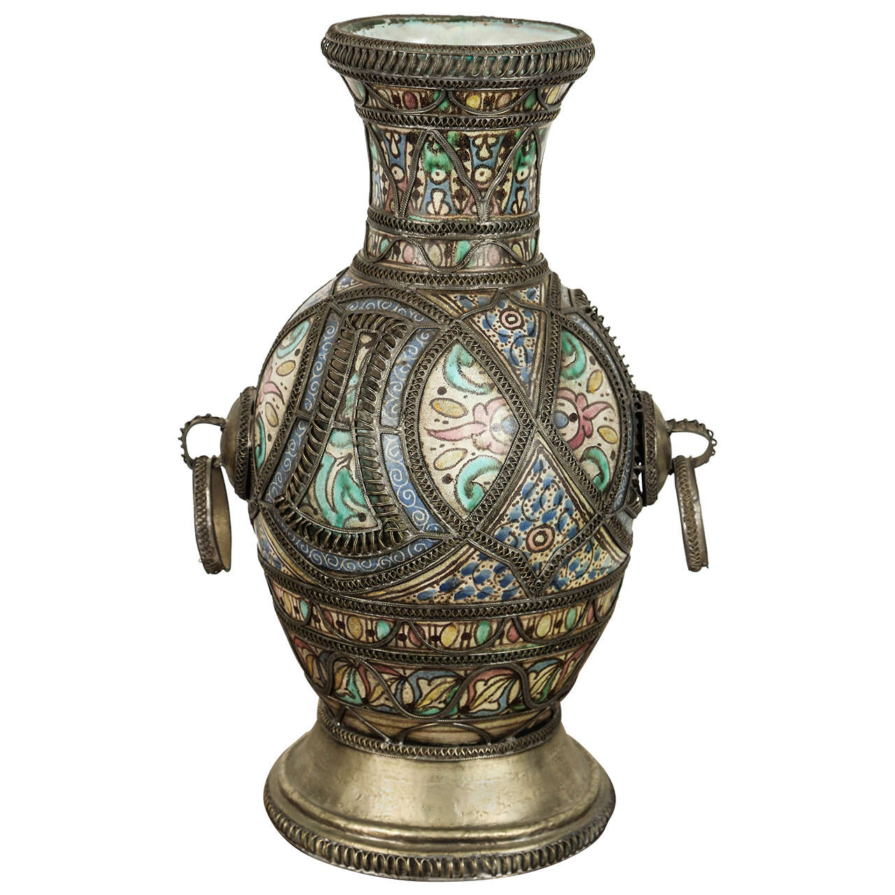 Antique Moroccan Ceramic Vase from Fez For Sale at 1stdibs