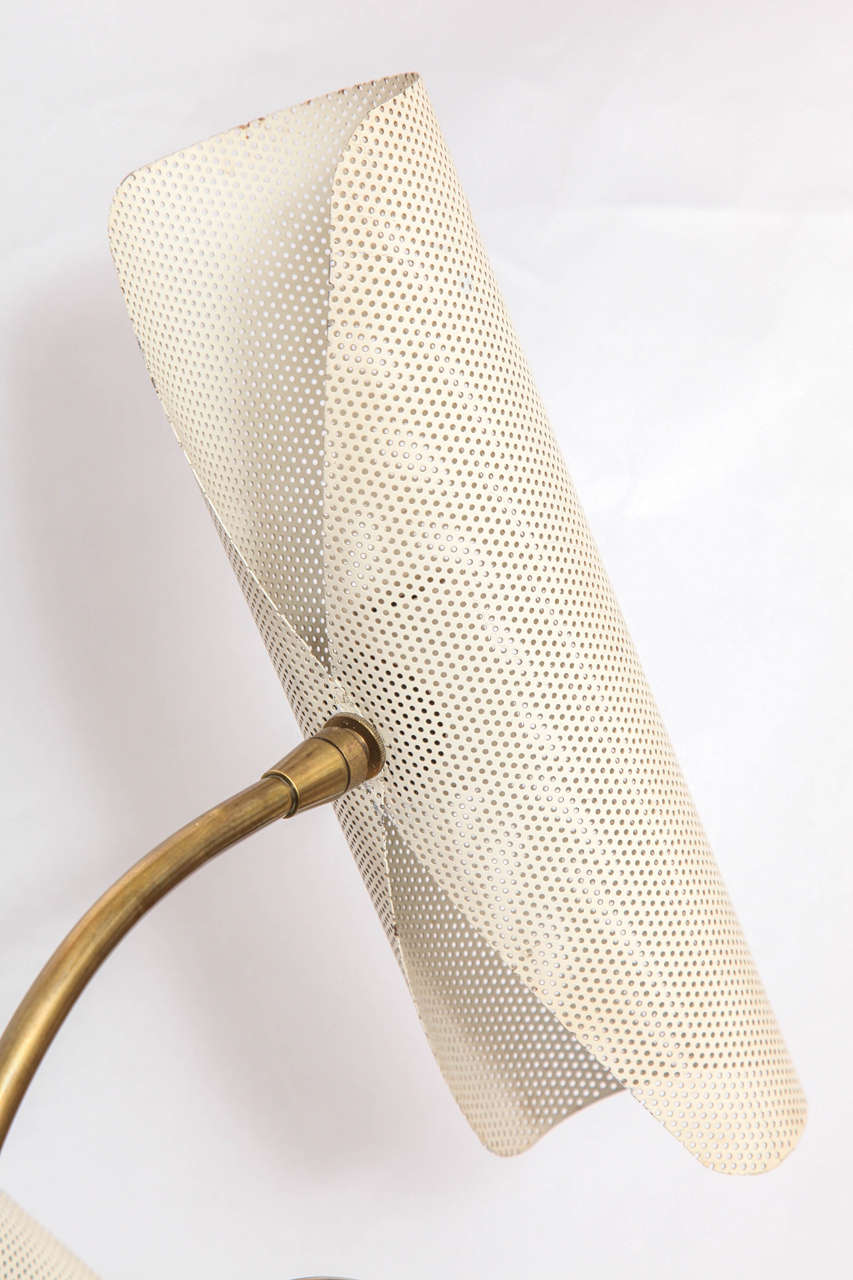Mid-20th Century French 1950s Articulated Table Lamp with Perforated Shades