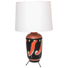 1950s Italian Art Glass Hand Decorated Table Lamp 11