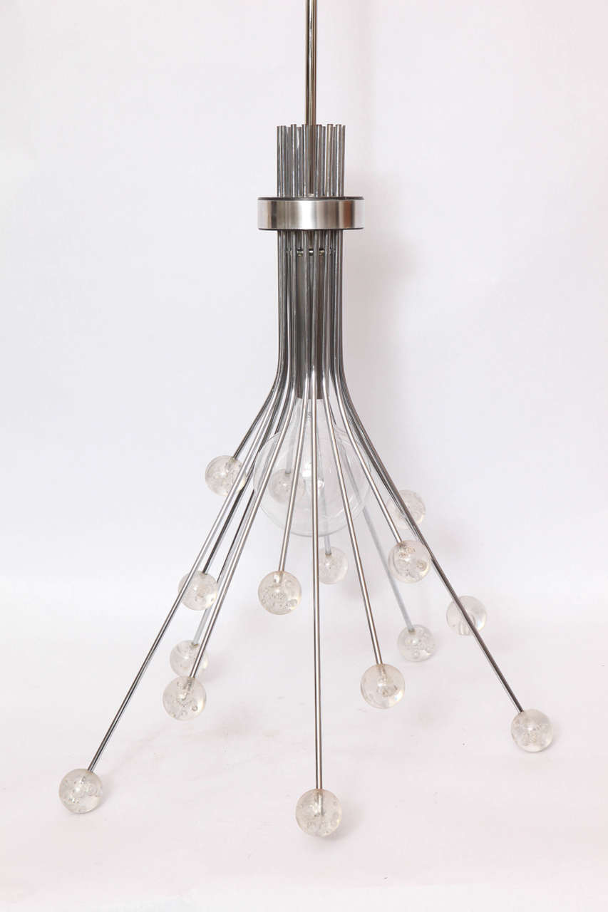 Mid-Century Modern 1970s Modernist Lucite and Polished Aluminum Ceiling Fixture