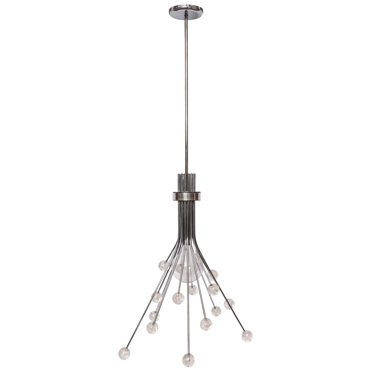 1970s Modernist Lucite and Polished Aluminum Ceiling Fixture