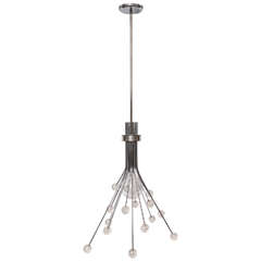 1970s Modernist Lucite and Polished Aluminum Ceiling Fixture