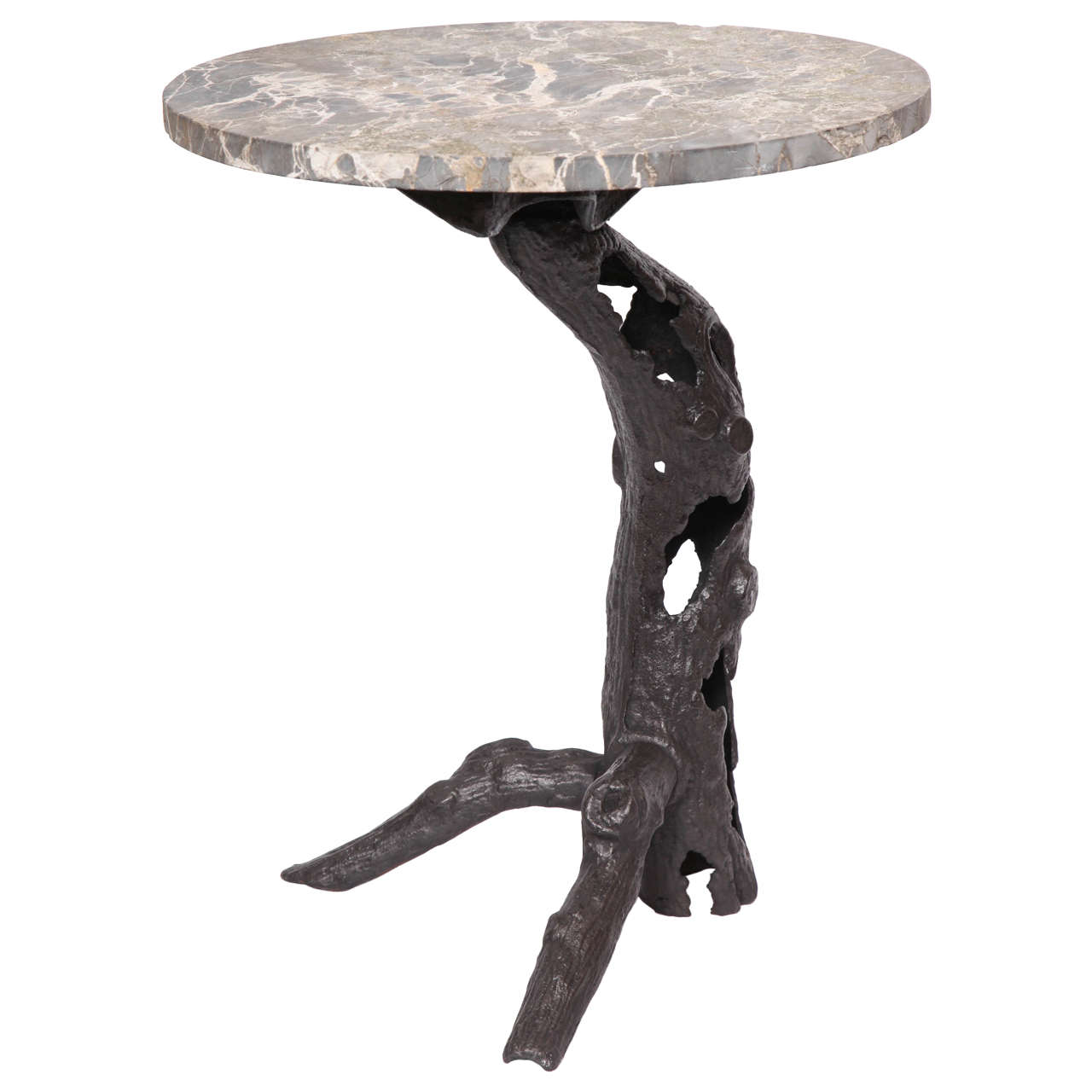Table Sculptural iron and marble Asia 1920's