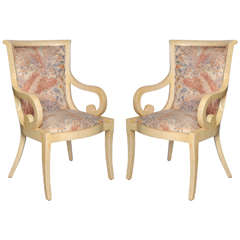 Pair of 1970s Faux Bone Armchairs, American Design, Made in Colombia