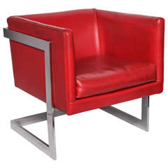 1970s Modernist Cube Chair by Milo Baughman