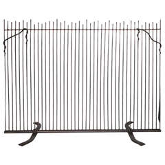 Retro 1970s Modernist Handcrafted Patinated Iron and Copper Fire Screen