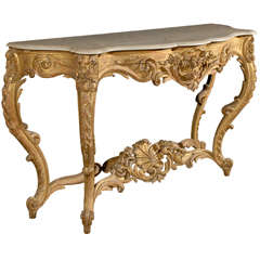 French 18th C. Louis XV Style Carved and Gilded Console Table