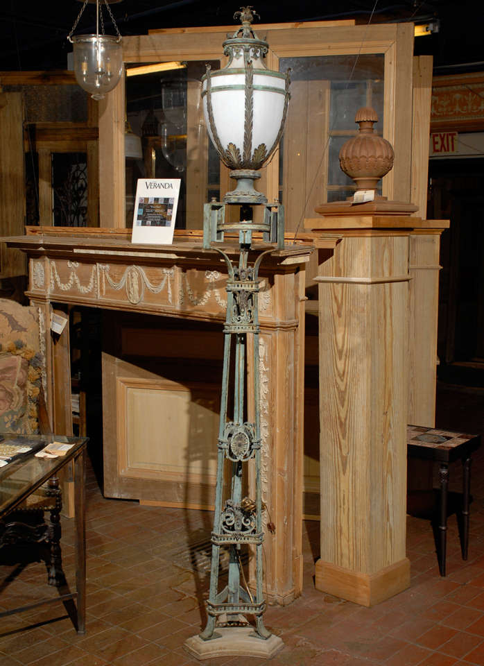 19th.C Bronze and Copper Lantern on Bronze Pedestal