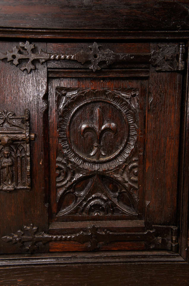 Hand-Carved Jacobean-Style Drop-Down Desk 1