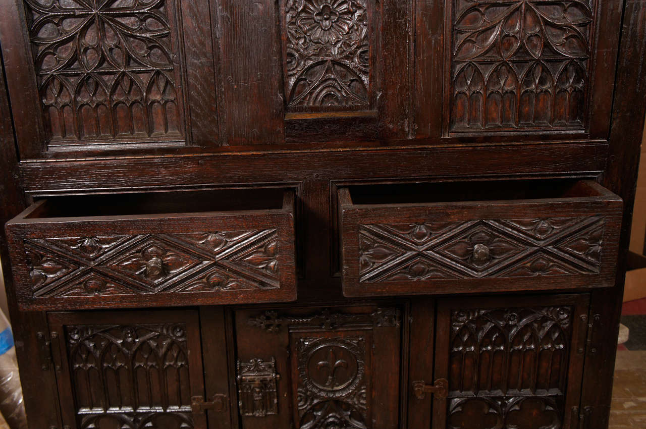 Hand-Carved Jacobean-Style Drop-Down Desk 3