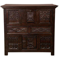 Antique Hand-Carved Jacobean-Style Drop-Down Desk