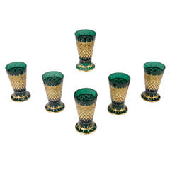 6 Lobmeyr Hand Blown Tumblers with Hand Painted Enamel Decoration