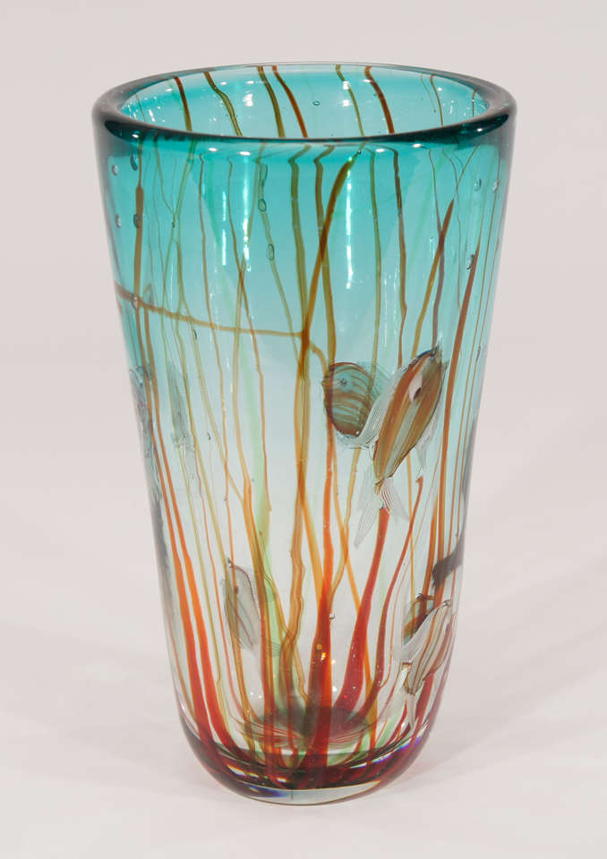 Alfredo Barbini Murano mundgeblasene Aquarium Vase (Italienisch) im Angebot