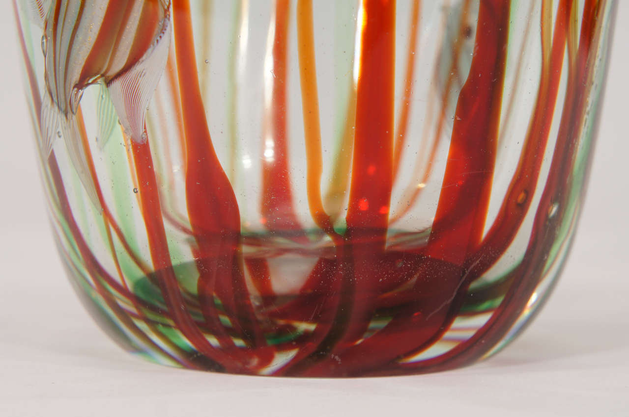 Mid-20th Century Alfredo Barbini Murano Hand Blown Aquarium Vase For Sale