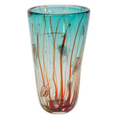 Vintage Alfredo Barbini Murano Hand Blown Aquarium Vase