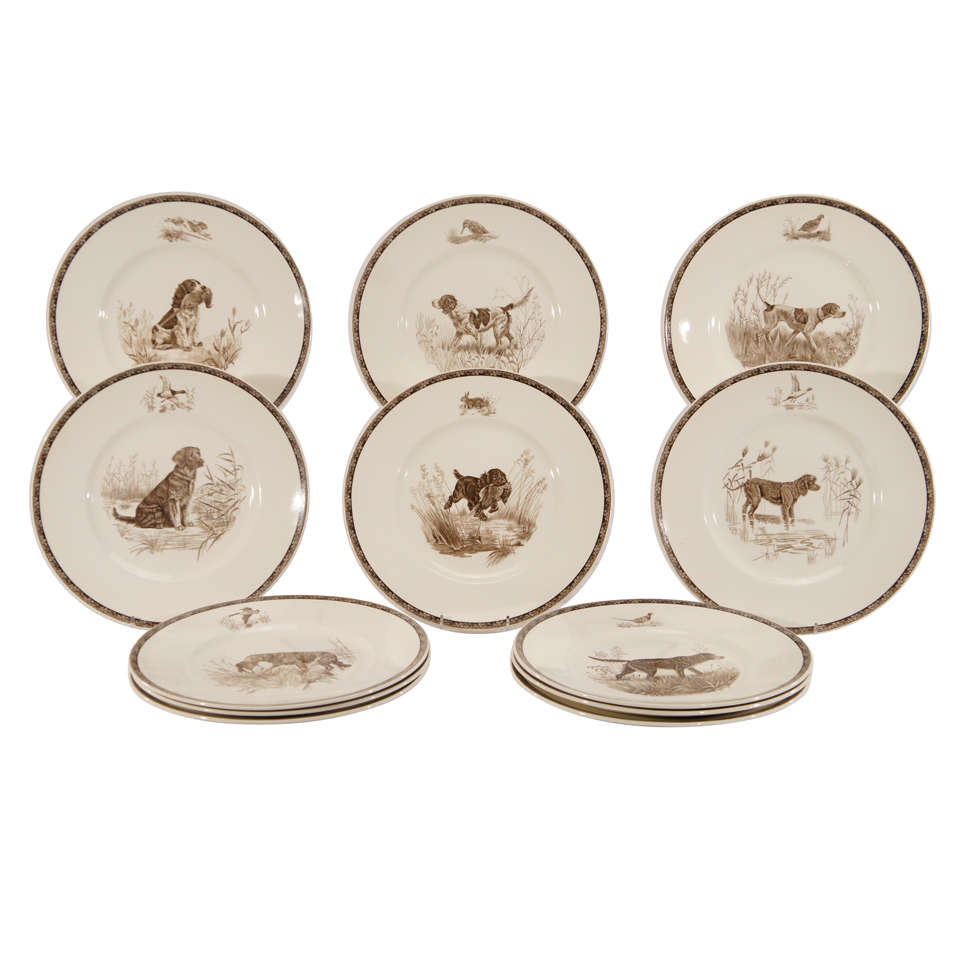 Set of 12 Wedgwood American Sporting Dog Plates- M.Kirmse