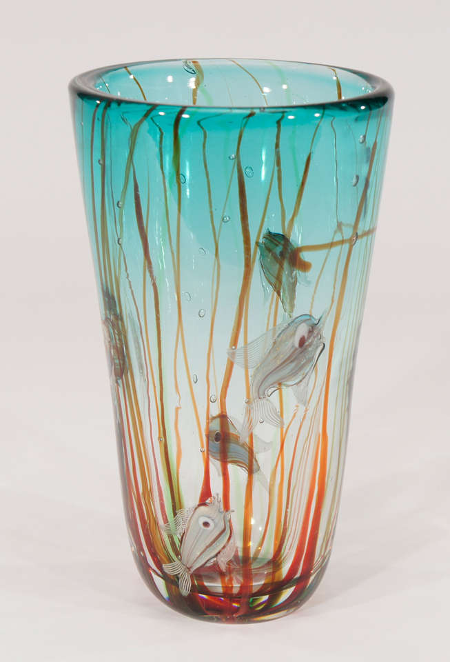 Alfredo Barbini Murano Hand Blown Aquarium Vase For Sale at 1stDibs