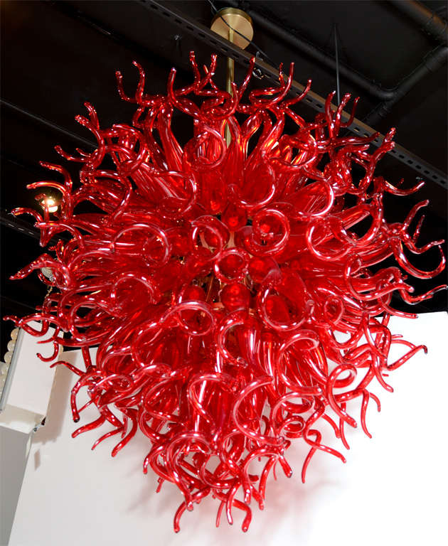 Modern Medusa Fuoco Ruby Red Murano Glass Chandelier in the Style of Dale Chihuly