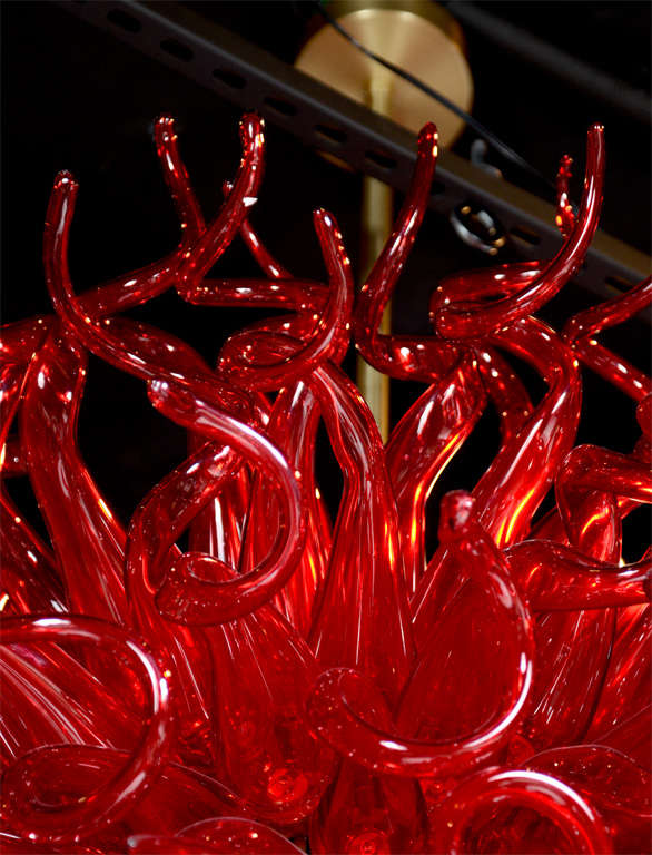 Italian Medusa Fuoco Ruby Red Murano Glass Chandelier in the Style of Dale Chihuly