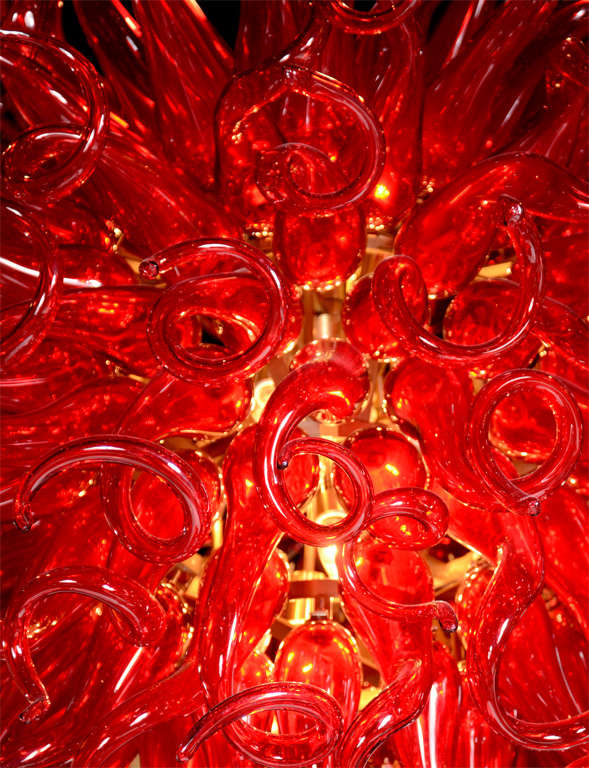 20th Century Medusa Fuoco Ruby Red Murano Glass Chandelier in the Style of Dale Chihuly
