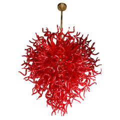 Medusa Fuoco Ruby Red Murano Glass Chandelier in the Style of Dale Chihuly