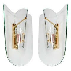 Pair of Sculptural Mid-Century Sconces in the Manner of  Fontana Arte