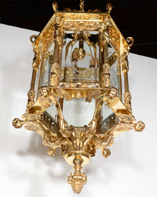 Regency Style Gilt Bronze Lantern Pendant