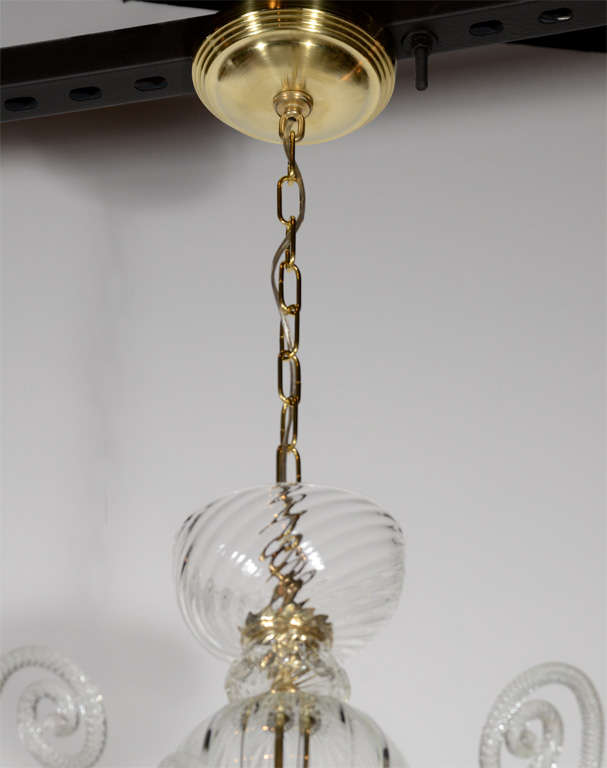 Superb 1920s  Murano Glass Eight Arm Chandelier with Gold Flecks In Excellent Condition In New York, NY