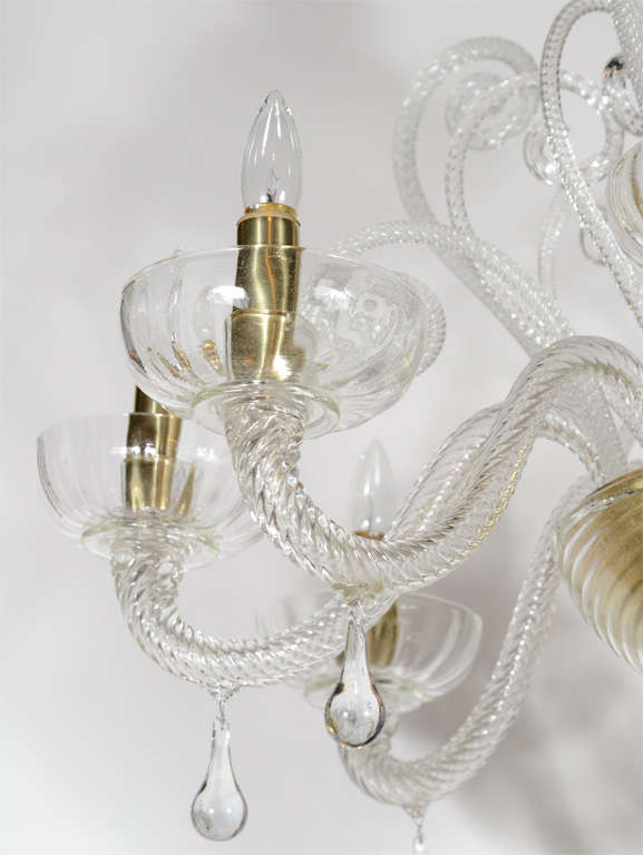 20th Century Superb 1920s  Murano Glass Eight Arm Chandelier with Gold Flecks