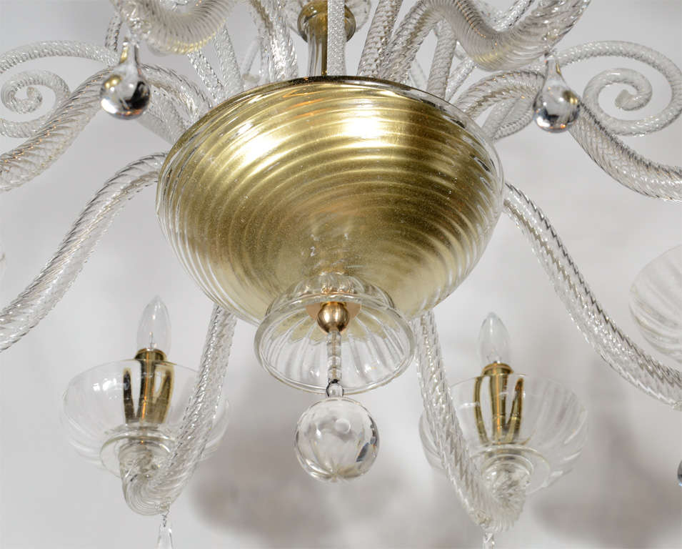 Superb 1920s  Murano Glass Eight Arm Chandelier with Gold Flecks 2