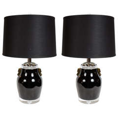 Pair of Modernist Ginger Jar Lamps 