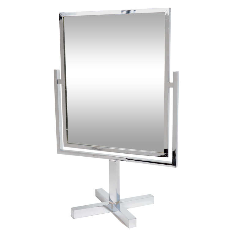 Modernist Chrome Vanity Mirror on a Pivoting Frame at 1stDibs
